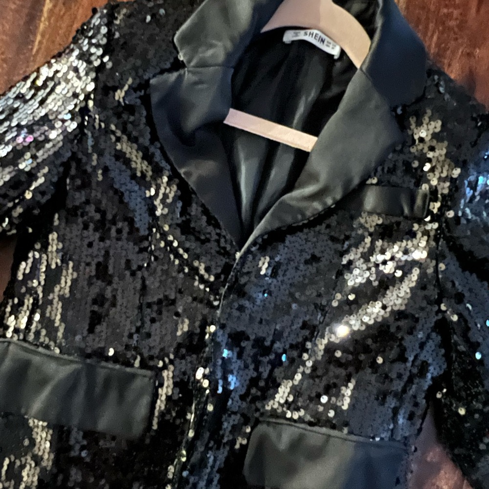 Black Sequin Tuxedo Jacket - Child Size 6